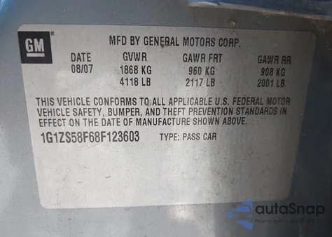 2008 Chevrolet Malibu Classic Ls z USA, uszkodzony, nr VIN 1G1ZS58F68F123603